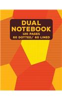 Dual Notebook: Dotted and Lined Paper for Writing & Sketching- 120 Pages (60 College Ruled & Dot Grid Pages Alternating) - 8.5 x 11 - Geometric Shapes Journal Red 
