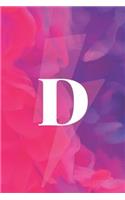 D: Initial Monogram Notebook Notebook for Women, Girls and School 6 X 9 - 110 College-Ruled