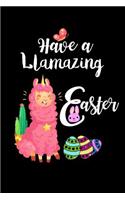 Have a Llamazing Easter: Cute Pink Llama Unicorn & Cactus Notebook Gift for Kids & Girls, Small Lined Travel Notebook