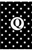 Q: White Polka Dots / Monogram Initial 'Q' Notebook: (6 x 9) Diary, Daily Planner 100 Lined Pages, Smooth Glossy Cover
