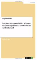 Functions and responsibilities of human resources department of Atos Global and Hewlett Packard
