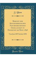 Bericht Der Senckenbergischen Naturforschenden Gesellschaft in Frankfurt Am Main 1898: Vom Juni 1897 Bis Juni 1898 (Classic Reprint): Vom Juni 1897 Bis Juni 1898 (Classic Reprint)