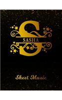 Sasha Sheet Music: Personalized Name Letter S Blank Manuscript Notebook Journal Instrument Composition Book for Musician & Composer 12 Staves per Page Staff Line Notep