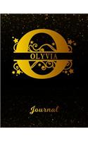 Olyvia Journal: Letter O Personalized First Name Personal Writing Diary Black Gold Glittery Space Effect Cover Daily Diaries for Journalists & Writers Note Taking W