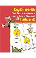 English Spanish First Words Vocabulary with Pictures Educational Flashcards