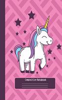 Composition Notebook: Wide Lined Ruled Paper Page Pink Notebook and Journal for Girls with Cute Unicorn, Perfect Workbook for Writing Notes and Exercise at Home, School o