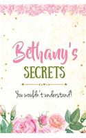 Bethany's Secrets personalized name notebook for girls and women