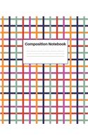 Composition Notebook: Colorful Square Stripes - Wide Ruled Lined School Writing Exercise Book - 110 Pages - 7.5" by 9.25"