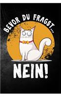 Bevor du fragst - nein!: Katze Provokation Katzenhalter Kater Spaß Geschenk (6"x9") Punktraster Notizbuch zum Reinschreiben
