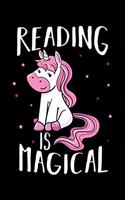 Reading Is Magical: Unicorn Notebook to Write in, 6x9, Lined, 120 Pages Journal