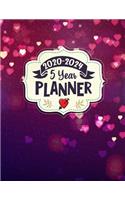 2020 - 2024 5 Year Planner: Pink and Purple 60 Months Calendar and Organizer, Monthly Planner with Holidays. Plan and schedule your next five years.