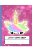 Composition Notebook: Cute Unicorn Wide Ruled Primary for Girls Kids Elementary Student Teacher School Supplies Journal, 7.44 x 9.69 in, 110 pages