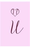 U: Name Monogram Initial U Softball 6x9" Dot Bullet Notebook/Journal Gift Idea For Girls, Women, School, College and Work