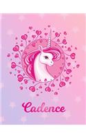 Cadence: Unicorn Large Blank Primary Sketchbook Paper - Pink Purple Magical Horse Personalized Letter C Initial Custom First Name Cover - Drawing Sketch Book