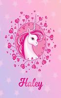 Haley: Unicorn Large Blank Primary Sketchbook Paper - Pink Purple Magical Horse Personalized Letter H Initial Custom First Name Cover - Drawing Sketch Book