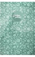 Jahresplaner 2020: Kalender, Taschenkalender, Terminkalender, Wochenplaner von Januar bis Dezember 2020 - edles altes Design in Grün Petrol mit Blumen Pattern - Planun
