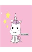 sketchbook: Unicorn on pink cover (8.5 x 11) inches 110 pages, Blank Unlined Paper for Sketching, Drawing, Whiting, Journaling & Doodling