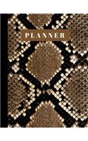 Planner: Snake Print Design Cover Undated Thirteen Month Scheduler Planner, Large Format 8.5"x11" With Daily Habit Tracker Included