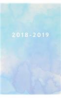 2018 - 2019, 18 Month Weekly & Monthly Planner: Blue Watercolor, Daily, Weekly, Monthly, January 2018 - June 2019