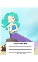 Composition Wide Ruled Notebook: Mermaid Journal Workbook for Kids Students Girls to Write In