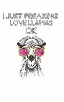 I Just Freaking Love Llamas Ok: Cute Llama Lovers Journal / Notebook / Diary / Birthday Gift (6x9 - 110 Blank Lined Pages)