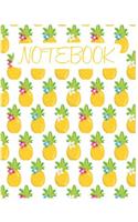 Notebook: Cute Pineapple Notebook/Journal for Adults/Children Fruits Lovers to Writing Large (8.5x11 Inch. 21.59x27.94 cm.) Wide Ruled Lined Paper 120 Blank P