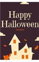 Happy Halloween Notebook: Haunted house, bats & cats lined paperback jotter