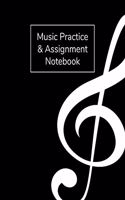 Music Practice and Assignment Notebook: 52 Weeks of Music Lesson Tracking Charts - Music Practice Journal, Planner, Log Book, Record Assignment (Gifts for Music Lovers) Black