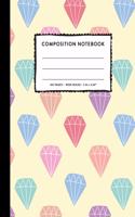 Composition Notebook: Rainbow Gemstone Diamond Gem SOFT Cover Wide Ruled Copy Book Cute Marble Pastel Kids Girls Back To School Supplies, Elementary Student Teacher Lined
