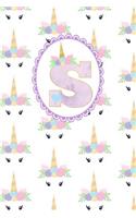 Unicorn Monogram Journal - Letter S