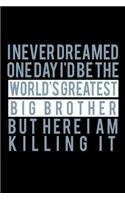 I Never dreamed one day I'd be the World's Greatest Big Brother but here I am Killing it: Food Journal - Track your Meals - Eat clean and fit - Breakfast Lunch Diner Snacks - Time Items Serving Cals Sugar Protein Fiber Carbs Fat - 110 pag