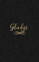 Gladys: Personalized Journal to Write In - Black Gold Custom Name Line Notebook