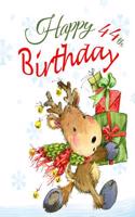 Happy 44th Birthday: Cute Christmas Reindeer Themed Journal with 185 Lined Pages to Write in