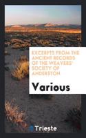 Excerpts from the Ancient Records of the Weavers' Society of Anderston
