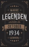 Wahre Legenden wurden im Oktober 1934 geboren: Vintage Geburtstag Notizbuch - individuelles Geschenk für Notizen, Zeichnungen und Erinnerungen - liniert mit 100 Seiten