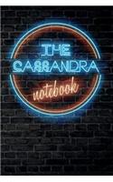 The CASSANDRA Notebook: Vintage Blank Ruled Personalized & Custom Neon Sign Name Dotted Notebook Journal for Girls & Women. Wall Background. Funny Desk Accessories. Retro B