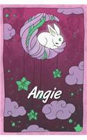 Angie: personalized notebook sleeping bunny on the moon with stars softcover 120 pages blank useful as notebook, dream diary, scrapbook, journal or gift id