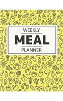 Weekly Meal Planner: 52 Week Food Planner / Diary / Log / Meal Prep Journal with Shopping List and Foods Background (8.5 x 11 Inches - 53 Pages)