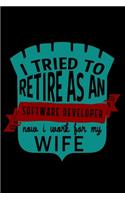 I tried to retire as a software developer. Now I work for my wife: Hangman Puzzles - Mini Game - Clever Kids - 110 Lined pages - 6 x 9 in - 15.24 x 22.86 cm - Single Player - Funny Great Gift