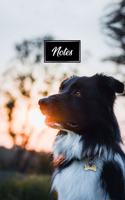 Border Collie Dog Pup Puppy Doggie Notebook Bullet Journal Diary Composition Book Notepad - Sunset on Meadow
