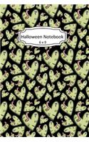 Halloween Notebook: Zombie Heart Clip Art Images on 6 x 9 Blank Lined Softcover Journal for Notes, Halloween Gift Design Cover Note Book