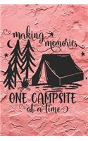 Making Memories One Campsite At A Time: Cute Camping Memories Notebook Journal Diary - traveling in the nature, silence, pink design
