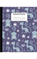 Composition Notebook: Cute Cats: College Ruled Blank Lined Cute Notebooks for Girls Women Teens Kids School Writing Notes Journal (7.5 x 9.25 in)