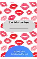Cute Lips Theme Wide Ruled Line Paper