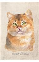 Scottish Shorthair Cat Portrait Notebook: Blank Dot Grid Journal for Cat Lovers, Cat Mom, Cat Dad and Pet Owners - 6x9 - 5MM Dot Grid Pages(32 Watercolor Cat Journals)