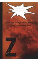 Space Gifts Orange Nebula Monogram Letter Z Journal Composition Notebook