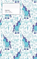 Unicorn Light Pattern Composition College Ruled Book (7.44 x 9.69) 200 page V12