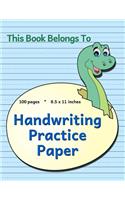 Handwriting Practice Paper: Dinosaur & Egg Design, Notebook with Dotted Lined Sheets for Preschool-2nd Grade Students, 100 Pages, 8.5x11 Inches