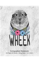 Composition Notebook: Wheek Cute Guinea Pig Cover Design College Ruled Notebook Creative Writing Journal