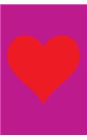 Blank Notebook - 100 Pages - Red Heart on Mauve: Unlined / Unruled Cream Paper; Page Numbers; Blank Table of Contents; 6 X 9; 15.2 CM X 22.9 CM